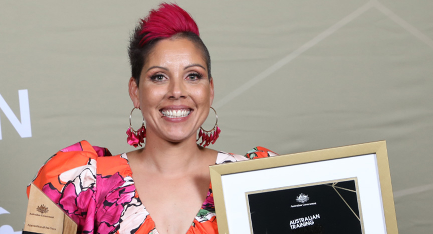 Apprentice of the Year Jennah Halley at the 2022 Australian Training Awards.